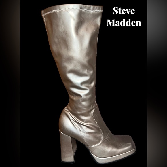 Women’s Steve Madden Gold Go-Go Boots - Picture 2 of 3
